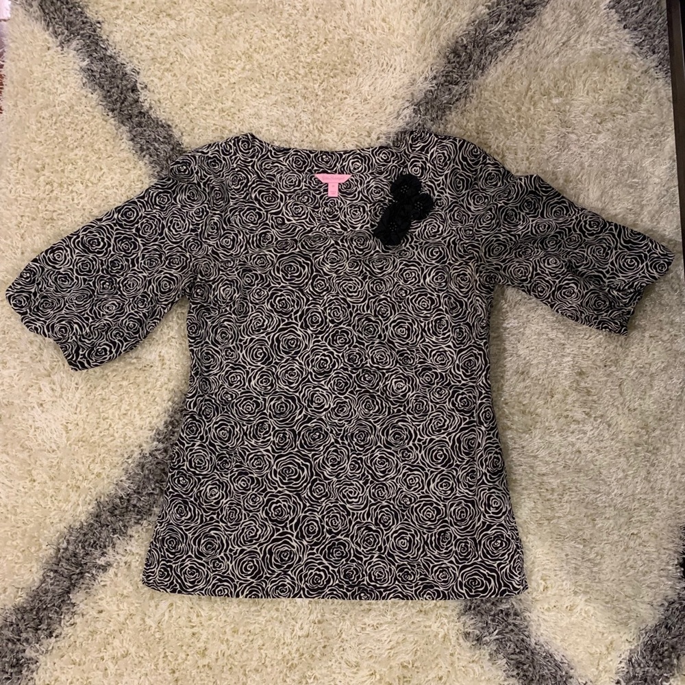 Vintage Lilly Pulitzer silk rose print top